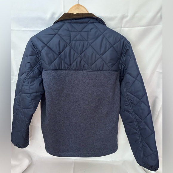 Lands’ End Men’s Jacket Quilted Navy Blue Small Brown Corduroy Collard - Picture 4 of 8